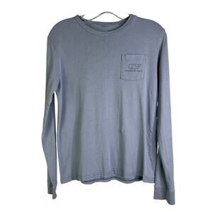 Vineyard Vines Long Sleeve T-Shirt Boys L Blue Pocket Tee Whale Logo Pullover